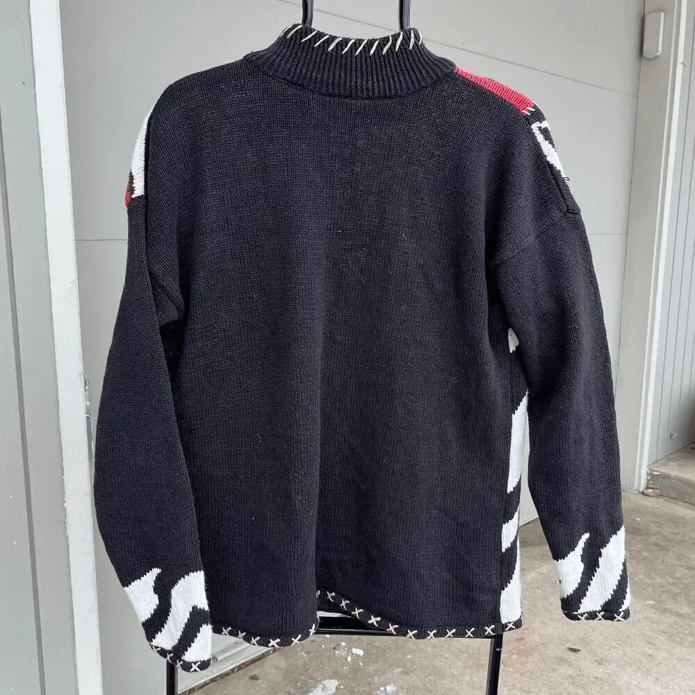 Bold Vintage Animal Print Sweater, 80s Statement Knit with Zebra & Leopard